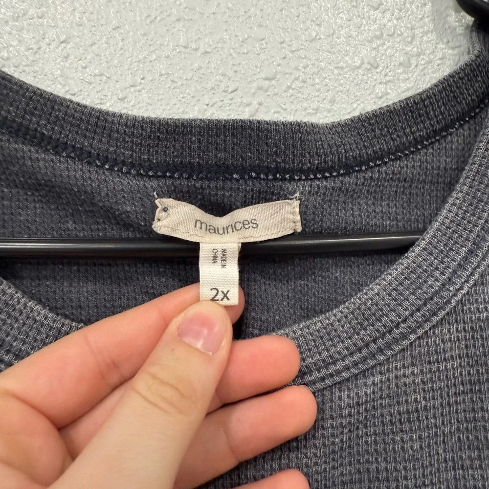 Maurices Women 2X Charcoal Grey Waffle Knit High Neck Tank Top Sleeveless Casual - Picture 4 of 7